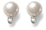 14k White Gold Freshwater Cultured Pearl 6.0-6.5mm Earrings w/ Diamond (.06ctw)