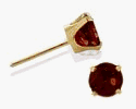 Genuine 2.5mm Garnet 14 Karat Yellow Gold Round Baby Earrings
