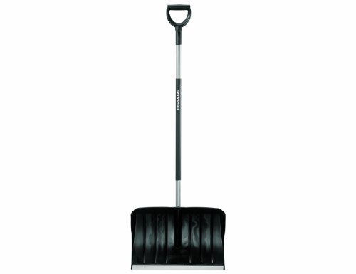 Fiskars Schneeräumer Kunststoff mit auswechselbarer Alukante, Aluminiumstiel, Blattbreite: 54 cm, Lange: 152 cm