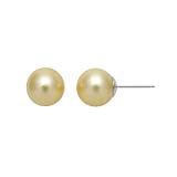 8-9mm Golden South Sea Pearl Stud Earrings, 14K White Gold