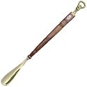 Shoehorn extra long, solid brass/rosewood, loop end, Dimensions: l 62 cm