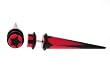 Fake Acrylic Taper - Black and Pink with Black Star Logo - 16g Wire Stud - 0 Gauge - 47.5mm Length - Sold as a Pair