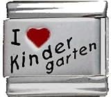 Clearly Charming I Heart Kindergarten Red Heart Laser Italian Charm