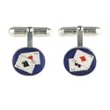 Boutons de manchettes 14x12mm Poker en argent fin 925/1000 pivotant