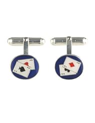 British Jewellery Workshops Silver 14x12mm Poker swivel Cufflinks