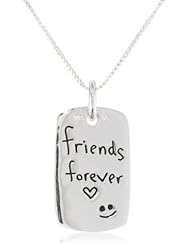 Sterling Silver "Friends Forever" Reversible Pendant Necklace with Hearts, 18"