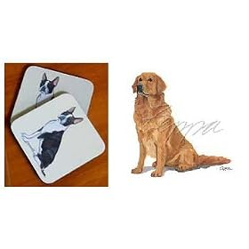 Golden Retriever (Sitting) Beverage Coaster Set by Zeppa