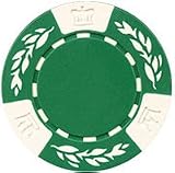 25 Clay No Metal Insert Clay Composite Crown Wheatear 11.5 gram Poker Chips, Green