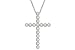 14K White Gold Cross Pendant Enhanced with Filigree Bezel Set Diamonds, Sliding on a 16 Cable-Chain Necklace.