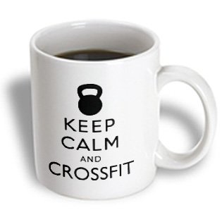 3dRose Keep Calm and Crossfit Kettlebell Workout Ceramic Mug