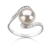 PearlsOnly Chantel White 9-10mm AA Freshwater Sterling Silver With White Gold Plating Pearl Ring Ring-Size-5