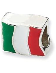 Sterling Silver Italy Flag Charm for 3mm Charm Bracelets