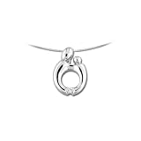 14k White Gold Diamond Mother and Child Pendant (.025 ct, H-I Color, SI2-I1 Clarity), 18"