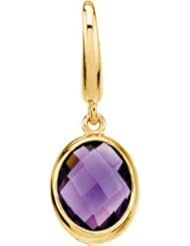 Genuine Checkerboard Amethyst Charm 14K Yellow Gold 09.00X07.00 mm