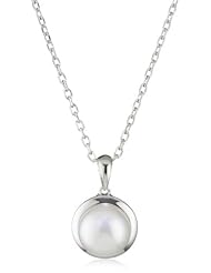 TARA Pearls Freshwater Adjustable Sterling Silver 9x10mm Button Pearl Pendant Necklace