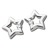 14kt White Gold Twinkle Little Star Diamond Earrings