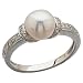14Kt White Gold Fresh Water White Cultured Pearl And Diamond Ring