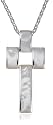 SEVEN (London) Silver Mother of Pearl Cross Pendant + 20'' Belcher Chain Necklace