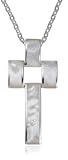 Image of SEVEN (London) Silver Mother of Pearl Cross Pendant + 20'' Belcher Chain Necklace