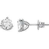 Polished-threaded 14k White-gold 1CTTW Genuine Diamond Threaded
Stud-earrings