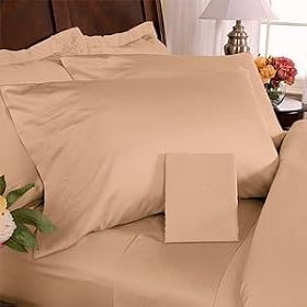 CASTLE HILL 410 Thread Count 100% Egyptian Cotton Solid Sateen Single Ply Yarn Bed Sheet Set (Taupe) King.