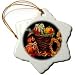 Halloween Pumpkins and Sunflowers Theme - 3 Inch Snowflake Porcelain Ornament