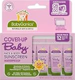 Babyganics Cover Up Baby Sunscreen 50 SPF Moisturizing Lotion Packets, 12-Count Packages, 0.25-Ounce Tubes