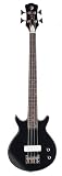 Luna Pandora Mini Double Cutaway Bass Guitar, Black
