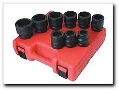 1" Drive Jumbo Standard 9 Piece S.A.E. Impact Socket Set