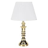 Traditional Brass Table Lamp, 25H, with White Pleated Shade, 3-Way Bulb CEB20009