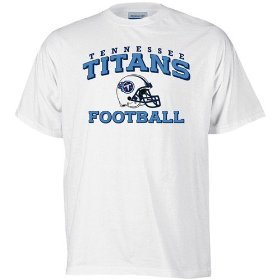  Reebok Tennessee Titans White Short Sleeve Stacked Helmet T-Shirt