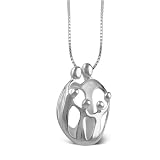 Loving Family® Sterling Silver Large Pendant with Extender - Parents and Four Children