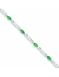 Genuine 14K White Gold White Gold With Diamond And Emerald Gemstone Bracelet 4 Grams Of Gold 100% Satisfaction Guaranteed.