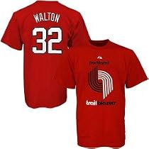 Majestic Portland Trail Blazers #32 Bill Walton Scarlet Name and Number T-shirt