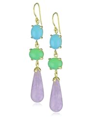 Vicente Agor "Palais Bulles" Sea-Foam Agate, Chrysoprase and Cape Amethyst Croisette Drop Earrings