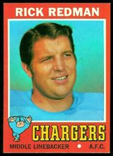 1971 Topps Regular (Football) Card# 42 Rick Redman of the San Diego Chargers VG Condition