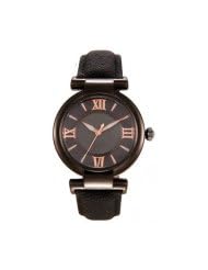 Pythons Black Leather Original Quartz Movt Women Watches