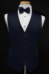 Tuxedo Vest - 100% Satin Vest with Matching Bowtie, Midnight Blue