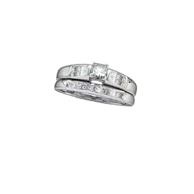 2 Piece Princess Cut White Gold Diamond Bridal Set by JSJ