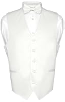 Men's Dress Vest & BowTie Solid WHITE Color Bow Tie Set for Suit or Tuxedo