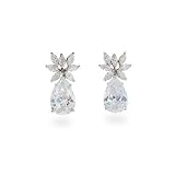 Eve's Addiction Fancy Diamond CZ Sterling Silver Pear Drop Earrings