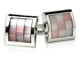 Pink, Silver, And White Catseye Cufflinks In Silver Finish With Presen...