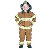 Jr. Fire Fighter Suit with helmet, size 8/10 (tan)