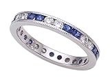 1.20 cts Genuine Sapphire Eternity Band - Platinum, 18kt White or Yellow Gold