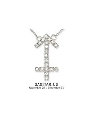 14K White Gold Diamond (1/6 Carat) Sagittarius Pendant w/Chain
