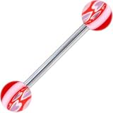 Red Purple HEARTS Barbell Tongue Ring