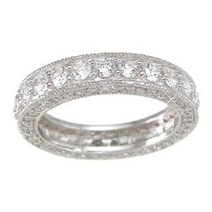 Vintage Style Sterling Silver Wedding Band Eternity Anniversary Ring Size 9