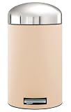 Brabantia Retro Pedal Bin 12litre Almond with Brilliant Steel Lid