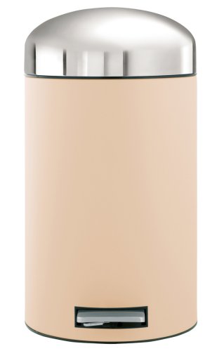 BRABANTIA 380440 M&uuml;lleimer Retro bin 12 L mit Pedal, Scharnier und Deckel brilliant steel almond