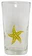 Hand Blown Glass Yellow Starfish Tumbler Glass 6"H Set of Four